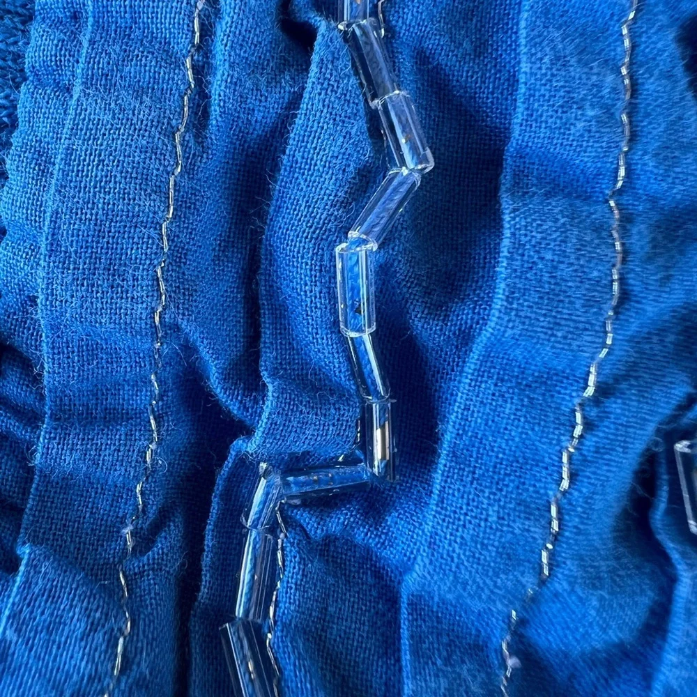 Y2K Limited Too Bright Blue Long Sleeve Henley Elena Gilbert Embellished Size 10